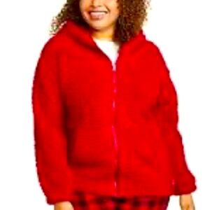 Red fleece zip up hoodie